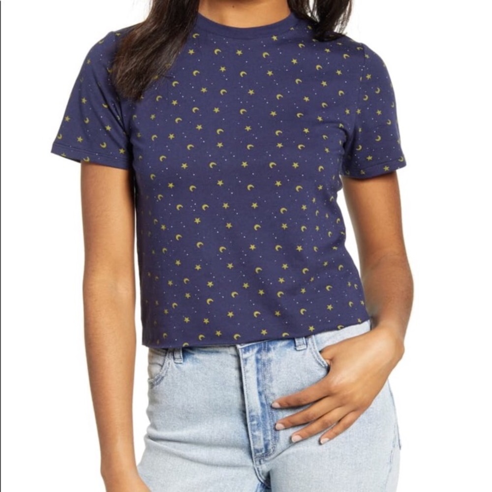 Nordstrom moons and stars graphic crop tee